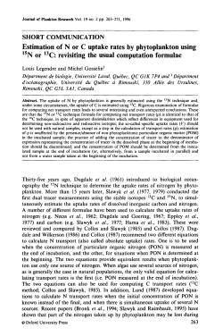 Estimation of N or C uptake rates by phytoplankton using 15N or 13C