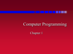 Overview of Programming and Problem Solving