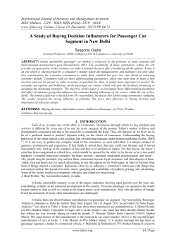 A Study of Buying Decision Influencers for Passenger Car Segment