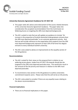 University Outcome Agreement Guidance for AY 2017-20