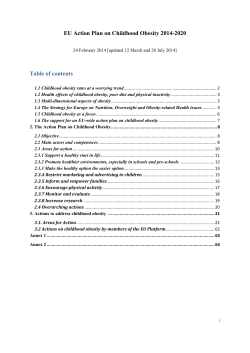 EU Action Plan on Childhood Obesity 2014-2020