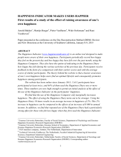 HAPPINESS INDICATOR MAKES USERS HAPPIER First results of
