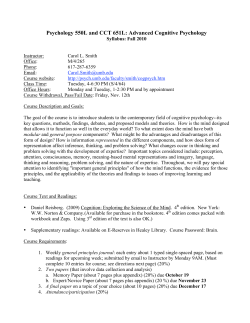 Advanced Cognitive Psychology - Critical and Creative Thinking
