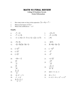 MATH 93 FINAL REVIEW
