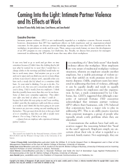 Coming Into the Light: Intimate Partner Violence and Its Effects at Work