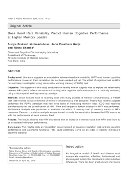 Does Heart Rate Variability Predict Human Cognitive Performance