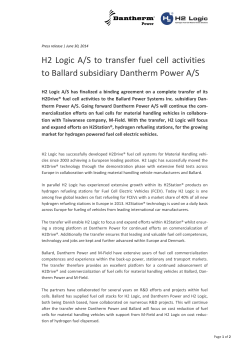 H2 Logic A/S to transfer fuel cell activities to Ballard subsidiary