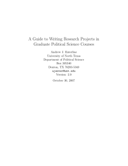 A Guide to Writing Research Projects in Graduate Political Science
