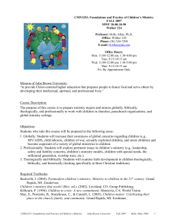 CMN3253: Foundations and Practice of Children`s Ministry