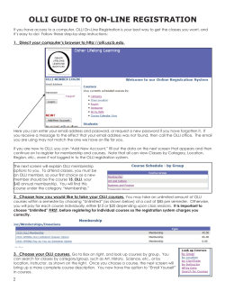 OLLI GUIDE TO ON-LINE REGISTRATION
