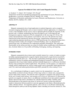 Aqueous Ferrofluid of Citric Acid Coated Magnetite
