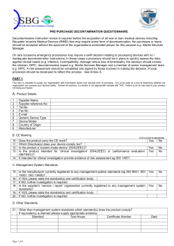 PRE-PURCHASE QUESTIONNAIRE