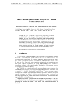 Aholab Speech Synthesizer for Albayzin 2012 Speech Synthesis
