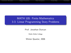 MATH 105: Finite Mathematics 3-3: Linear Programming Story
