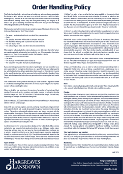 Order Handling Policy