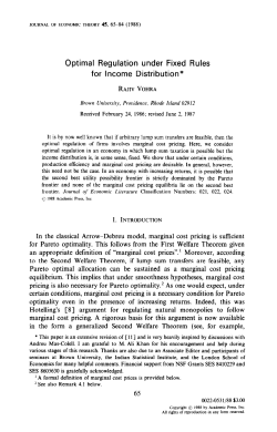 Optimal Regulation under Fixed Rules for Income