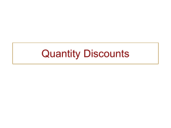 Quantity Discount Model