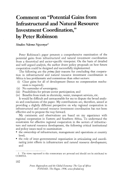 Potential Gains from Infrastructural and Natural Resource