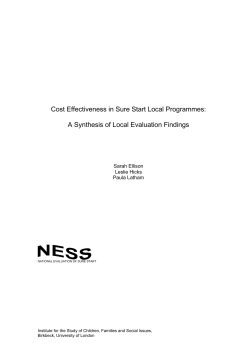 Cost Effectiveness in Sure Start Local Programmes: A Synthesis of