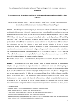 Gas exchange and nutrient content in leaves of Physic nut irrigated
