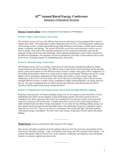 Outline of Breakout Sessions for the 42nd Annual Rural Energy