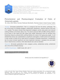 Phytochemical and Pharmacological Evaluation of Fruits of