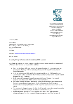 Dear Mr Wilson, RE: Making Energy Performance Certificate data