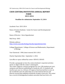 30th Anniversary 1984-2014 Center for Cancer and