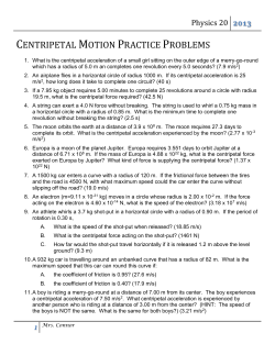 Centripetal Motion Practice Problems