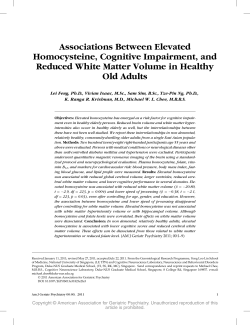 Associations Between Elevated Homocysteine, Cognitive