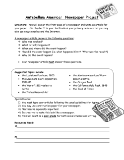 Antebellum America: Newspaper Project