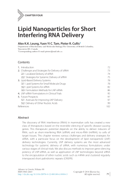 Chapter Four &ndash; Lipid Nanoparticles for Short Interfering RNA Delivery