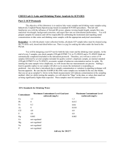 CH332 Lab 2: Lake and Drinking Water Analysis by ICP