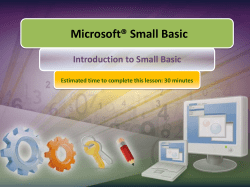 Introduction to Small Basic