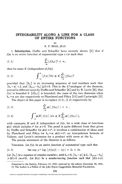 INTEGRABILITY ALONG A LINE FOR A CLASS OF ENTIRE
