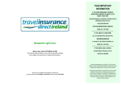 Backpacker Light Cover YOUR IMPORTANT INFORMATION