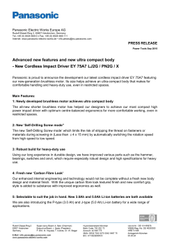 press release - Panasonic powertools