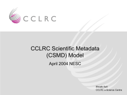 CCLRC Scientific Metadata (CSMD) Model - National e
