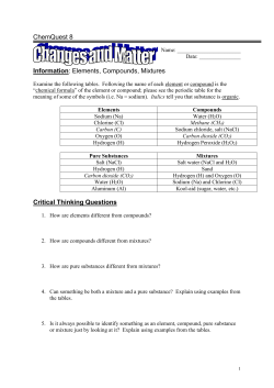 Information: Elements, Compounds, Mixtures