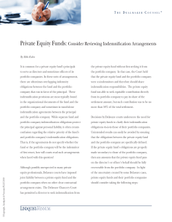 Private Equity Funds: Consider Reviewing Indemnification