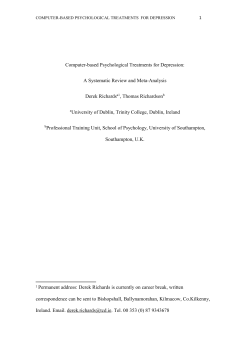 Computer-based psychological interventions for depression