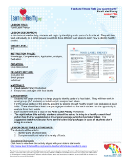 Food Label Frenzy LESSON DESCRIPTI