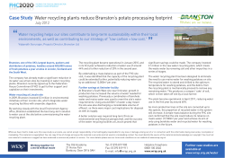 Case Study Water recycling plants reduce Branston`s potato