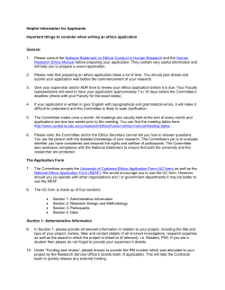 Helpful Information for Applicants Important things to consider when