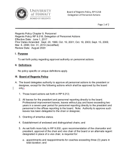 Page 1 of 2 Board of Regents Policy, RP 9.218 Delegation of