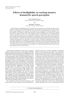 Effects of intelligibility on working memory