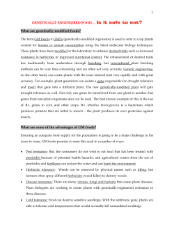 1 GENETICALLY ENGINEERED FOOD … What are genetically