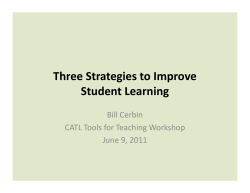 Three Strategies to Improve Student Learning - UW