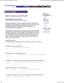 Matrix Indexing in MATLAB&reg;