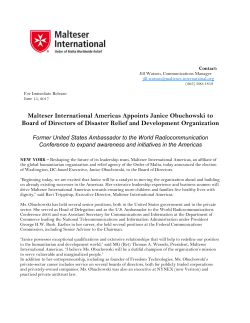 Malteser International Americas Appoints Janice Obuchowski to